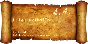 Lulay Arikán névjegykártya